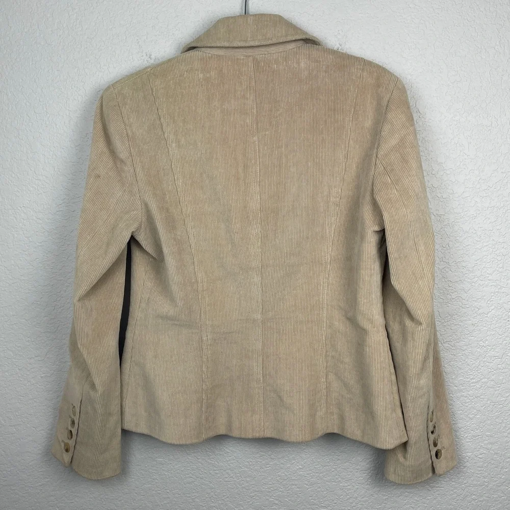 Jenne Maac Corduroy Jacket Womens M/8 Tan Button Closure Lined‎ Vintage USA Y2K